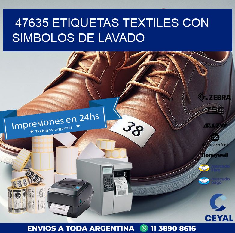47635 ETIQUETAS TEXTILES CON SIMBOLOS DE LAVADO