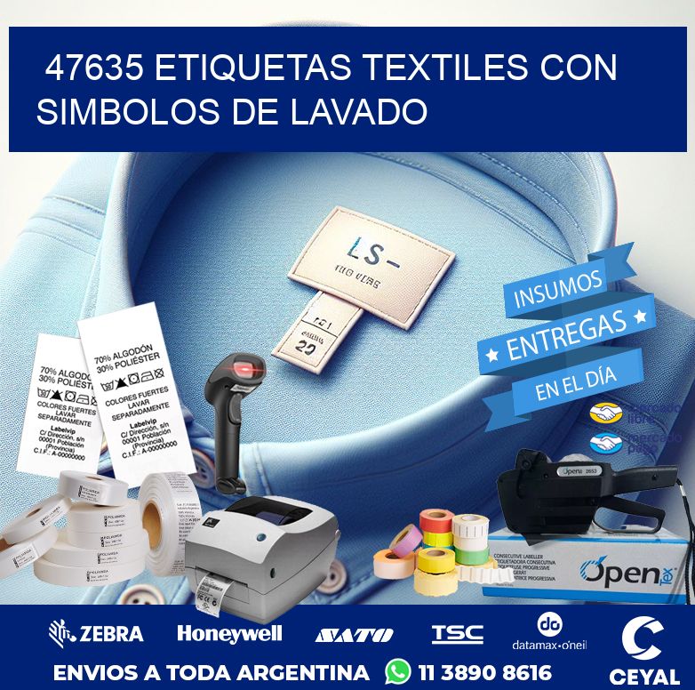 47635 ETIQUETAS TEXTILES CON SIMBOLOS DE LAVADO