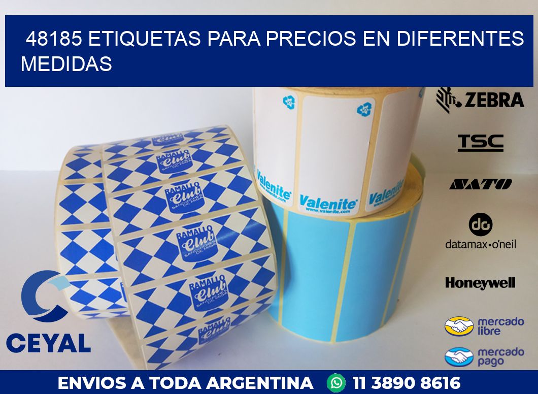 48185 ETIQUETAS PARA PRECIOS EN DIFERENTES MEDIDAS