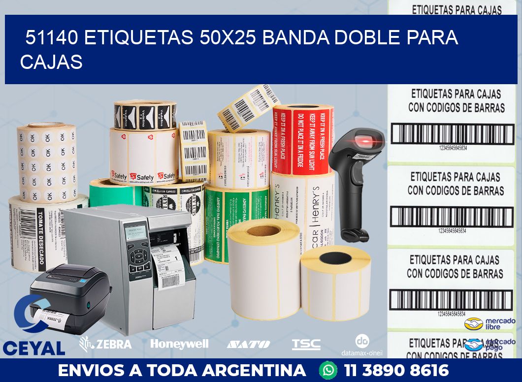 51140 ETIQUETAS 50X25 BANDA DOBLE PARA CAJAS