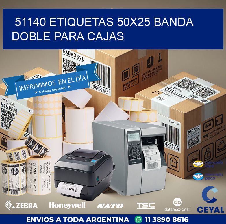 51140 ETIQUETAS 50X25 BANDA DOBLE PARA CAJAS