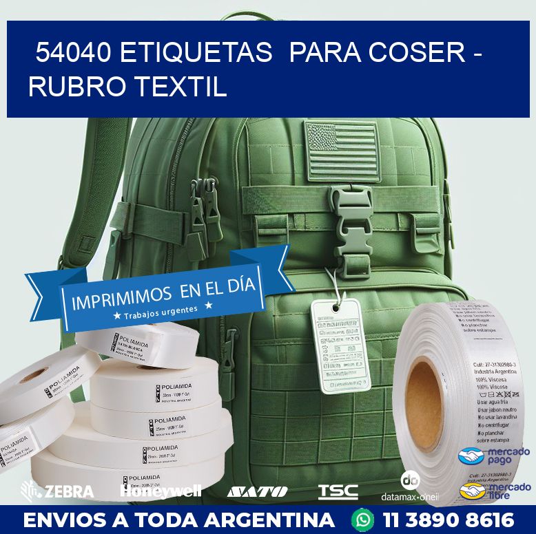 54040 ETIQUETAS  PARA COSER - RUBRO TEXTIL