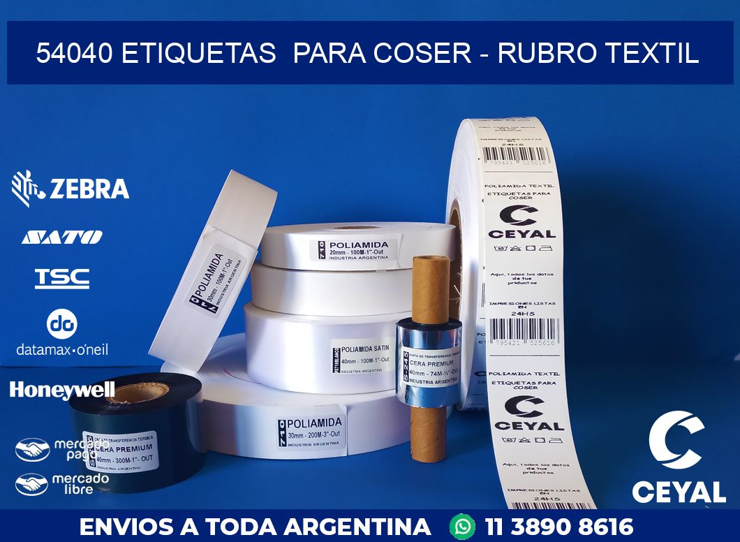 54040 ETIQUETAS  PARA COSER - RUBRO TEXTIL