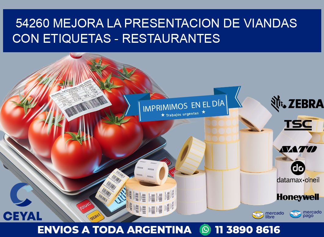 54260 MEJORA LA PRESENTACION DE VIANDAS CON ETIQUETAS - RESTAURANTES