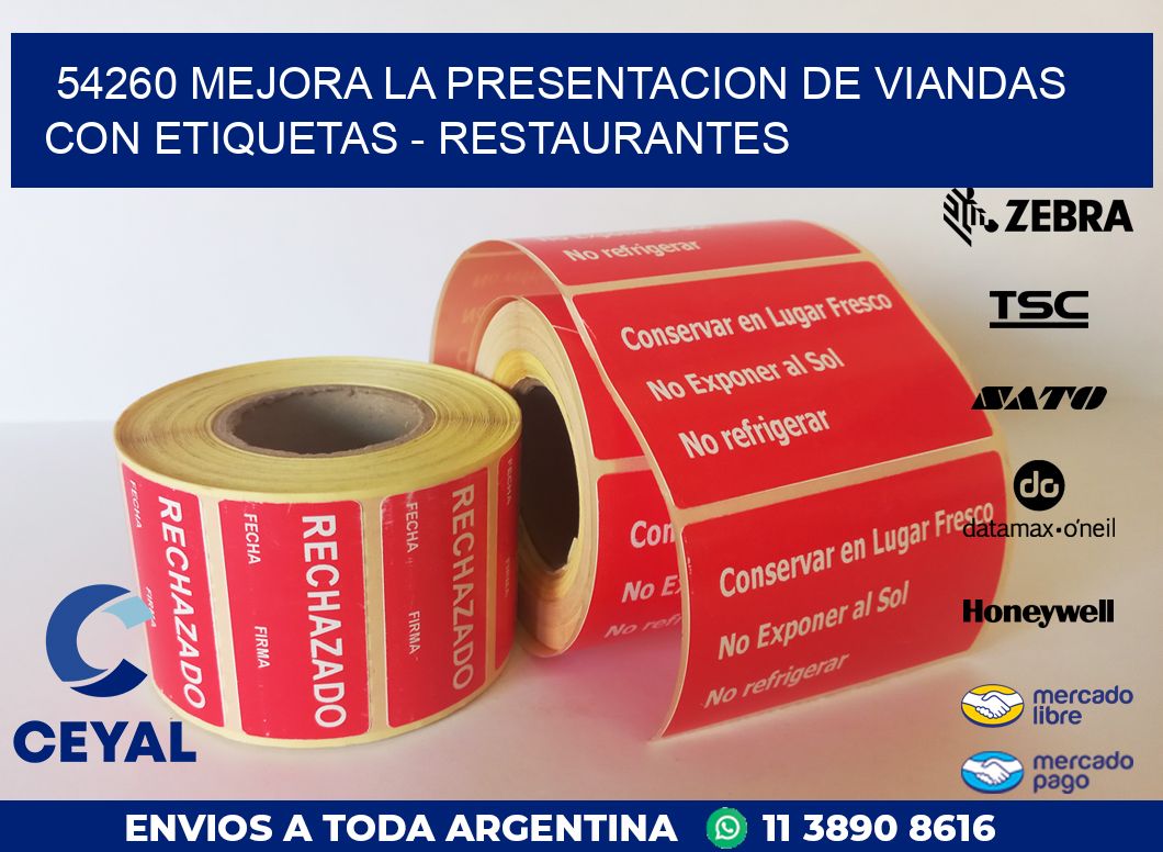 54260 MEJORA LA PRESENTACION DE VIANDAS CON ETIQUETAS – RESTAURANTES