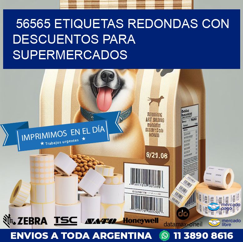 56565 ETIQUETAS REDONDAS CON DESCUENTOS PARA SUPERMERCADOS