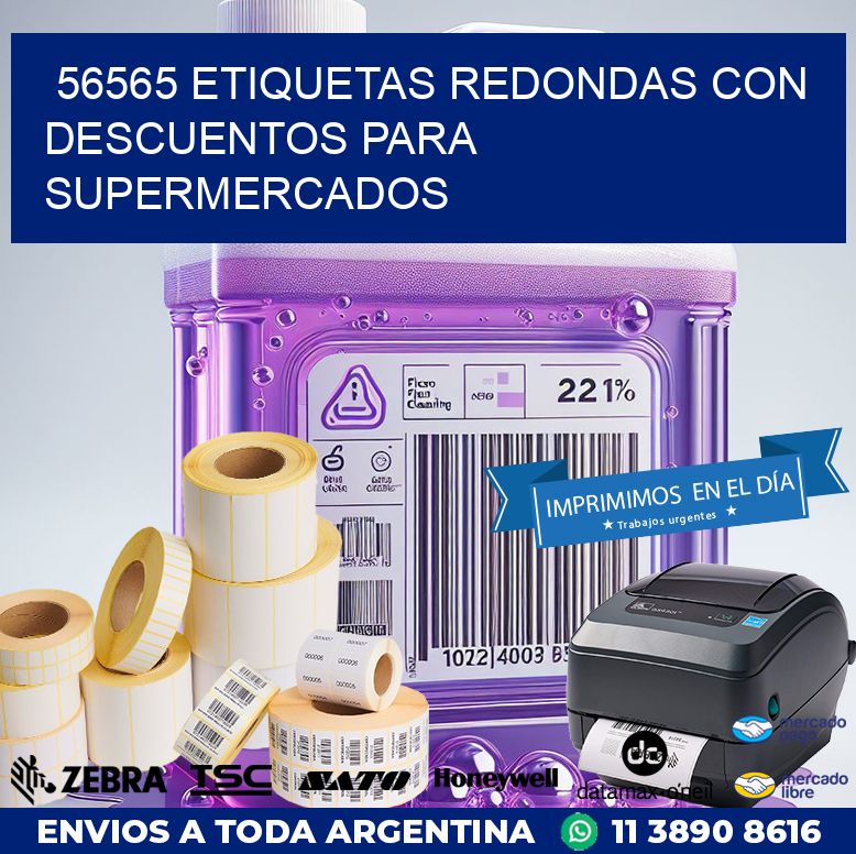 56565 ETIQUETAS REDONDAS CON DESCUENTOS PARA SUPERMERCADOS