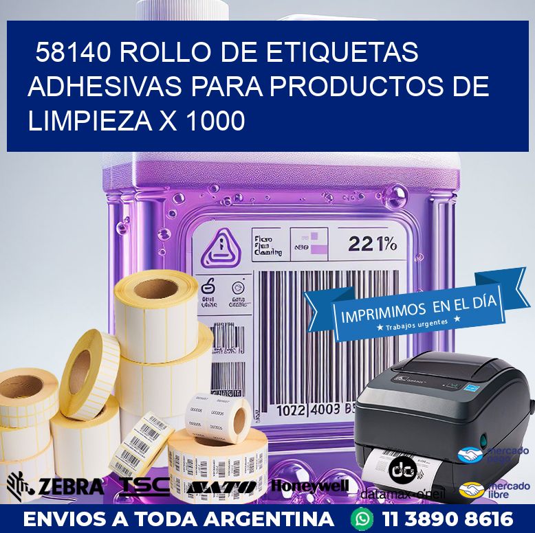 58140 ROLLO DE ETIQUETAS ADHESIVAS PARA PRODUCTOS DE LIMPIEZA X 1000