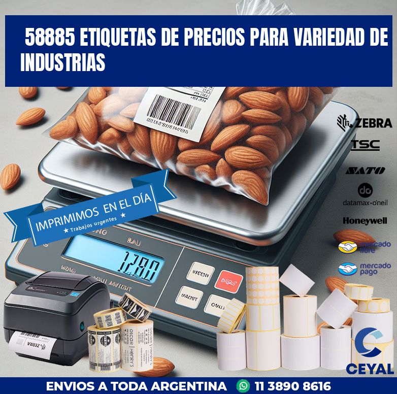 58885 ETIQUETAS DE PRECIOS PARA VARIEDAD DE INDUSTRIAS