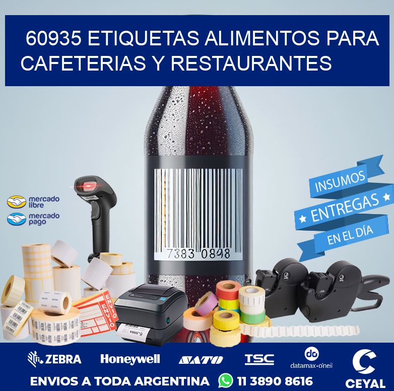 60935 ETIQUETAS ALIMENTOS PARA CAFETERIAS Y RESTAURANTES