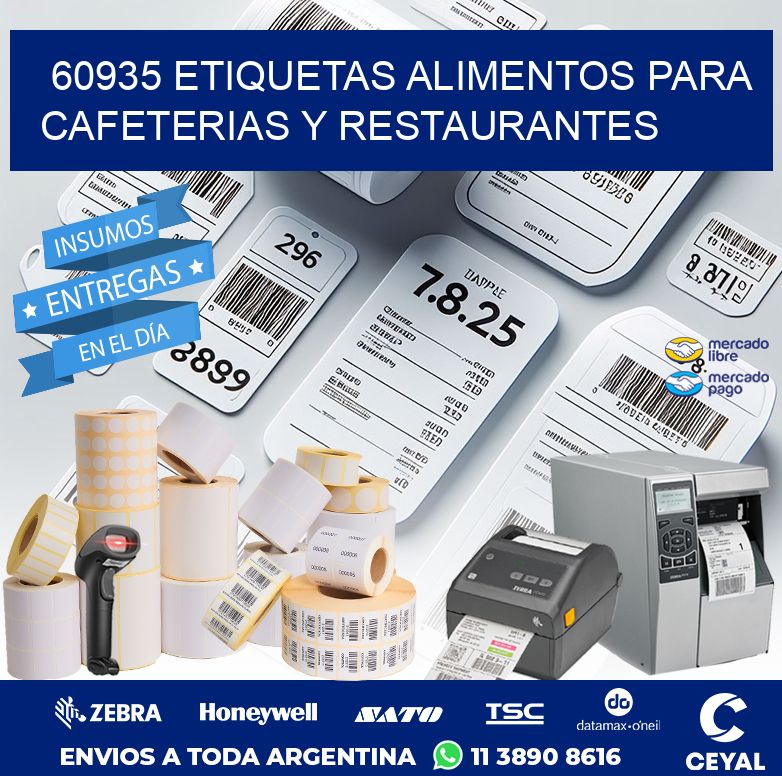 60935 ETIQUETAS ALIMENTOS PARA CAFETERIAS Y RESTAURANTES