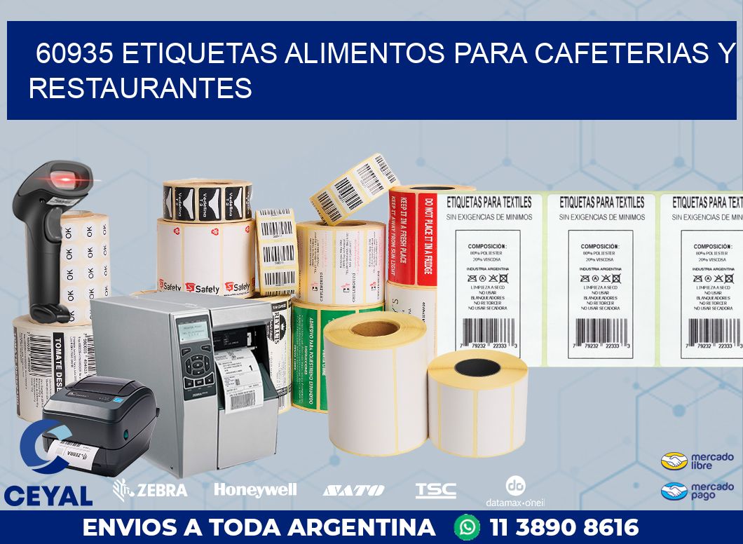 60935 ETIQUETAS ALIMENTOS PARA CAFETERIAS Y RESTAURANTES
