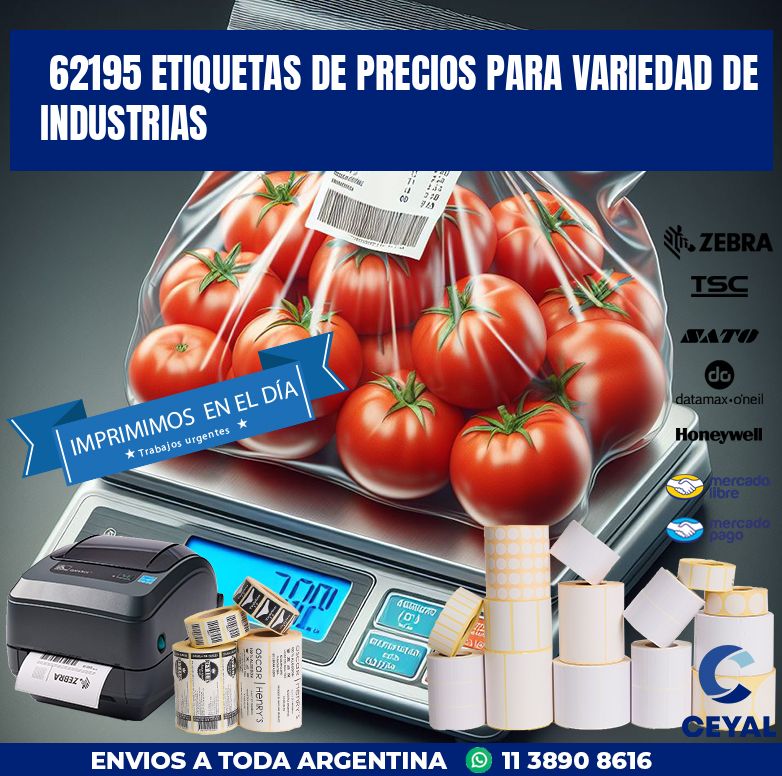 62195 ETIQUETAS DE PRECIOS PARA VARIEDAD DE INDUSTRIAS