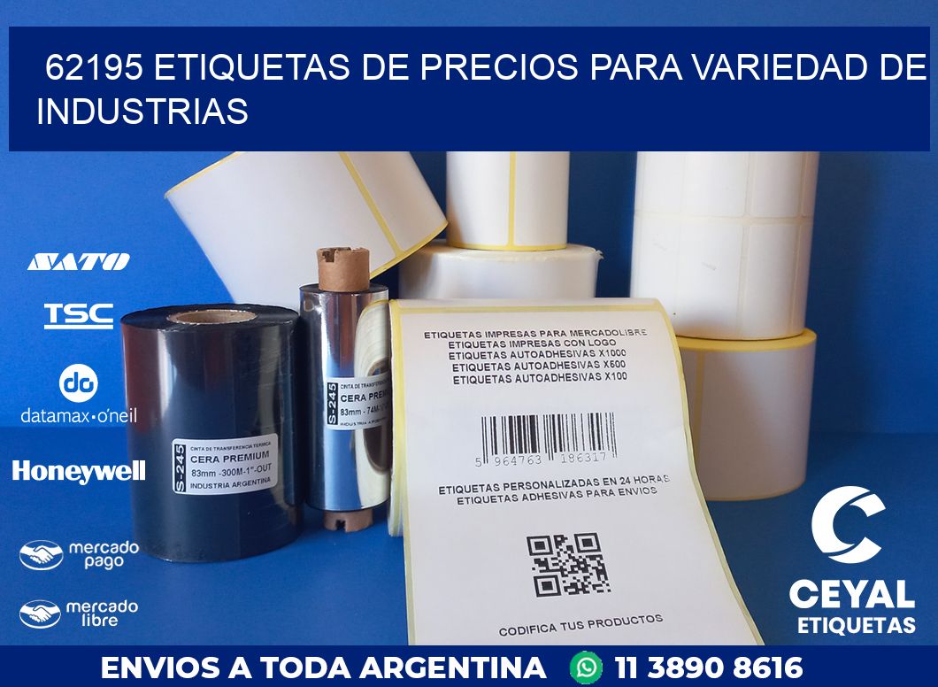 62195 ETIQUETAS DE PRECIOS PARA VARIEDAD DE INDUSTRIAS
