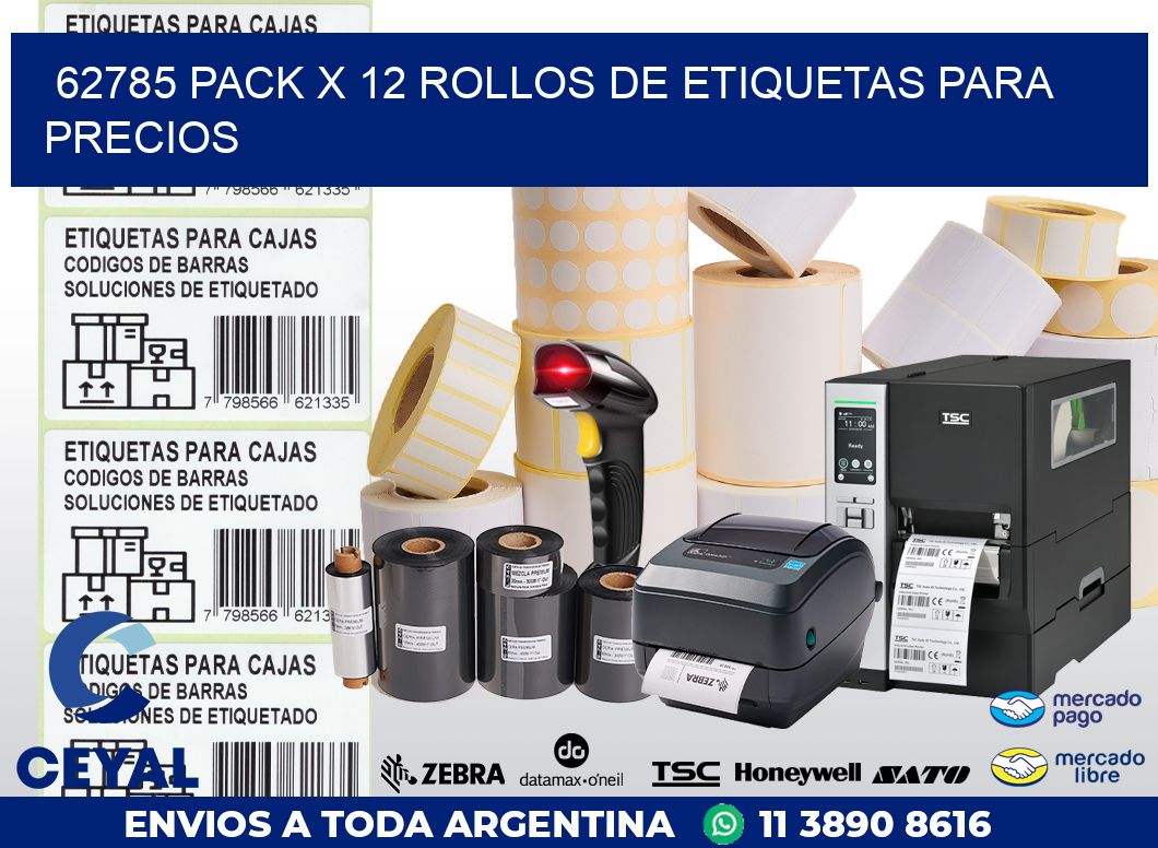 62785 PACK X 12 ROLLOS DE ETIQUETAS PARA PRECIOS