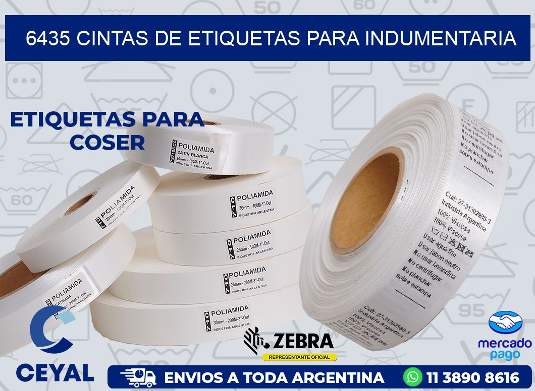 6435 CINTAS DE ETIQUETAS PARA INDUMENTARIA
