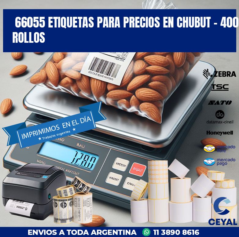 66055 ETIQUETAS PARA PRECIOS EN CHUBUT - 400 ROLLOS