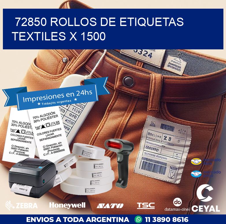 72850 ROLLOS DE ETIQUETAS TEXTILES X 1500