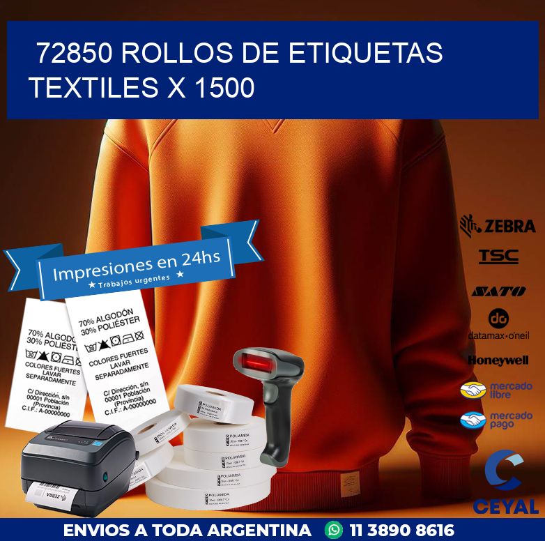 72850 ROLLOS DE ETIQUETAS TEXTILES X 1500