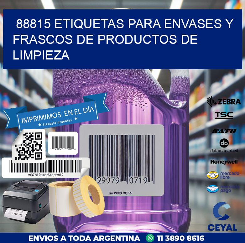 88815 ETIQUETAS PARA ENVASES Y FRASCOS DE PRODUCTOS DE LIMPIEZA