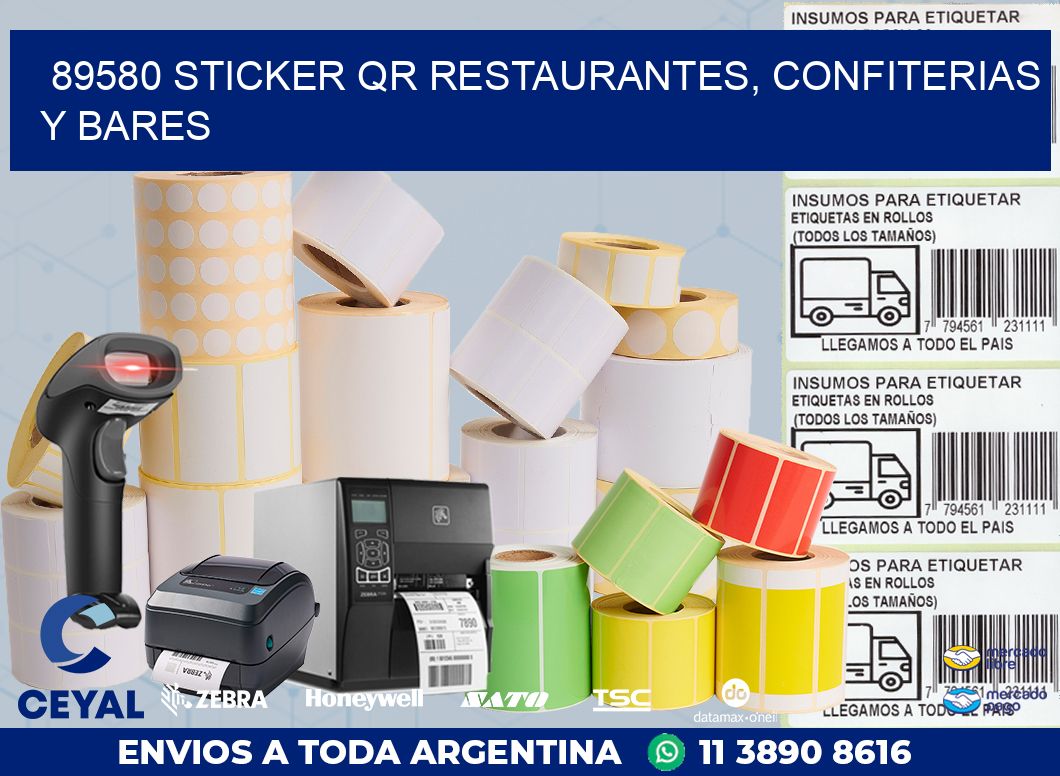 89580 STICKER QR RESTAURANTES, CONFITERIAS Y BARES