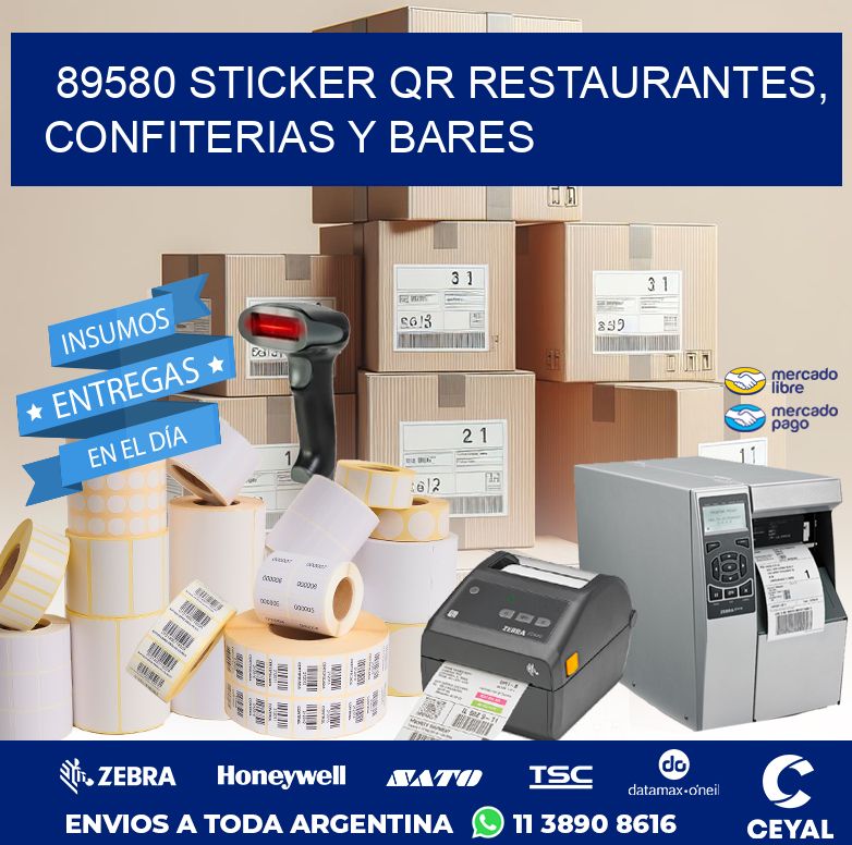 89580 STICKER QR RESTAURANTES, CONFITERIAS Y BARES