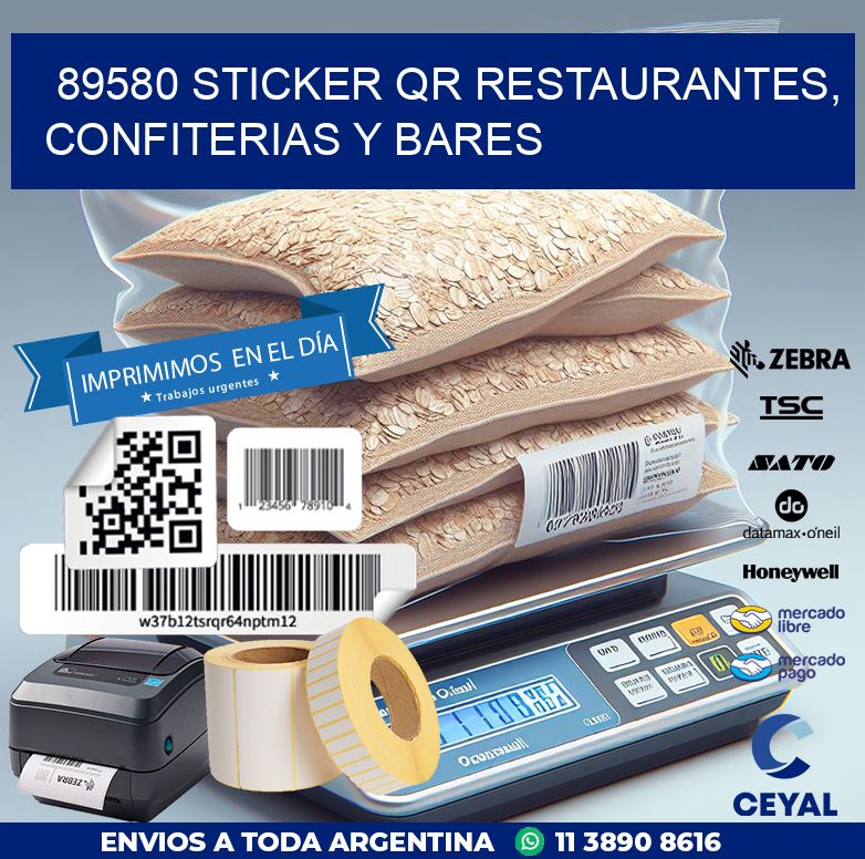 89580 STICKER QR RESTAURANTES, CONFITERIAS Y BARES