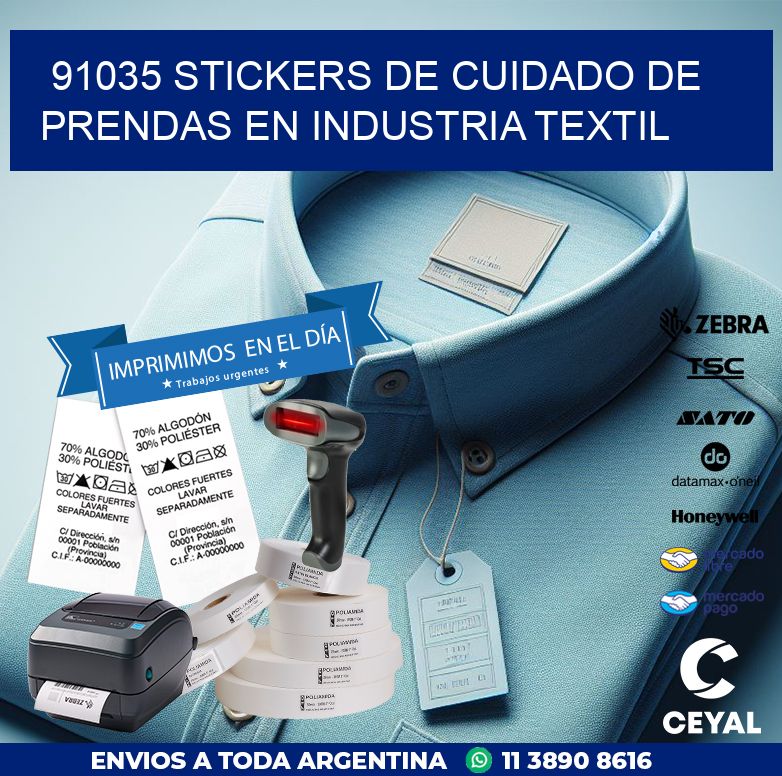 91035 STICKERS DE CUIDADO DE PRENDAS EN INDUSTRIA TEXTIL