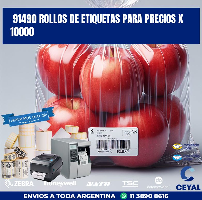 91490 ROLLOS DE ETIQUETAS PARA PRECIOS X 10000