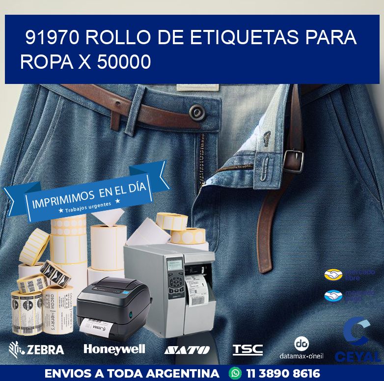 91970 ROLLO DE ETIQUETAS PARA ROPA X 50000