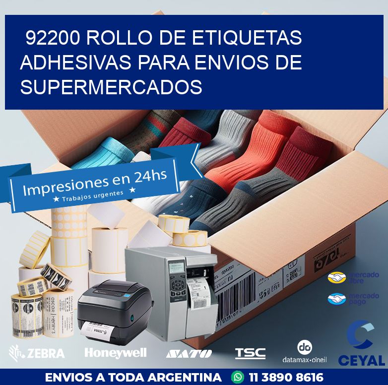 92200 ROLLO DE ETIQUETAS ADHESIVAS PARA ENVIOS DE SUPERMERCADOS