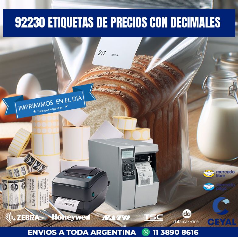 92230 ETIQUETAS DE PRECIOS CON DECIMALES