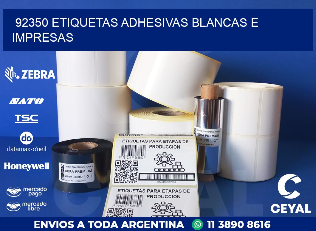 92350 ETIQUETAS ADHESIVAS BLANCAS E IMPRESAS