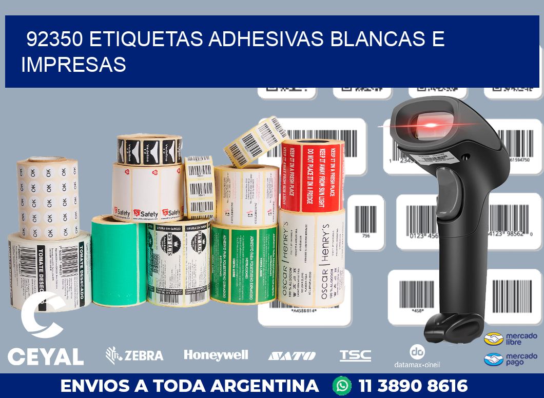 92350 ETIQUETAS ADHESIVAS BLANCAS E IMPRESAS