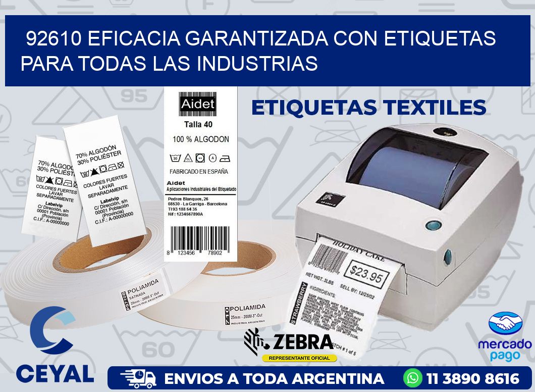 92610 EFICACIA GARANTIZADA CON ETIQUETAS PARA TODAS LAS INDUSTRIAS