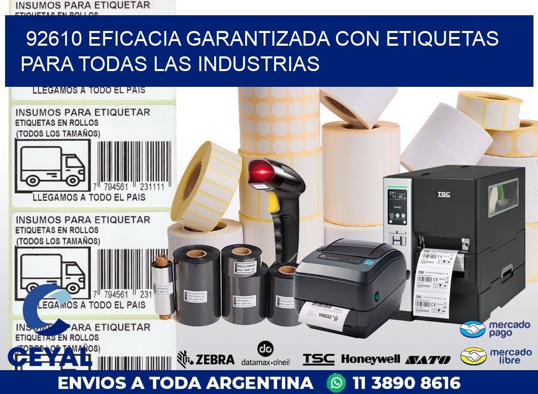 92610 EFICACIA GARANTIZADA CON ETIQUETAS PARA TODAS LAS INDUSTRIAS