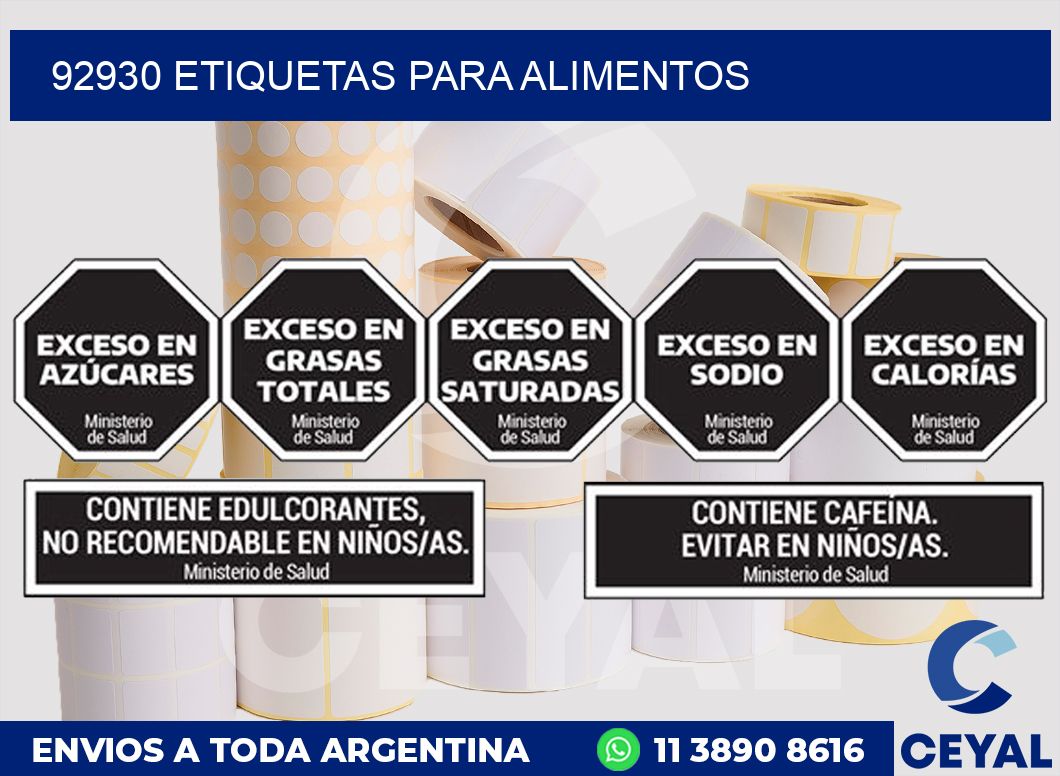 92930 ETIQUETAS PARA ALIMENTOS