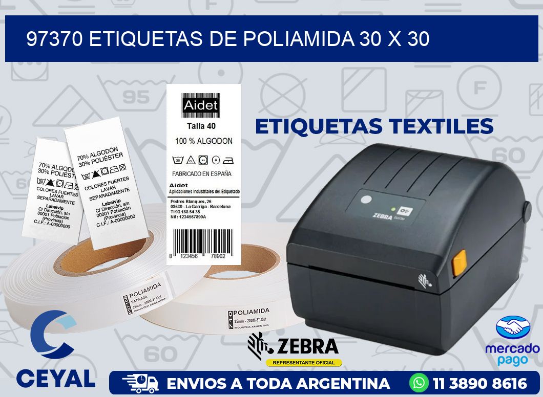 97370 ETIQUETAS DE POLIAMIDA 30 X 30