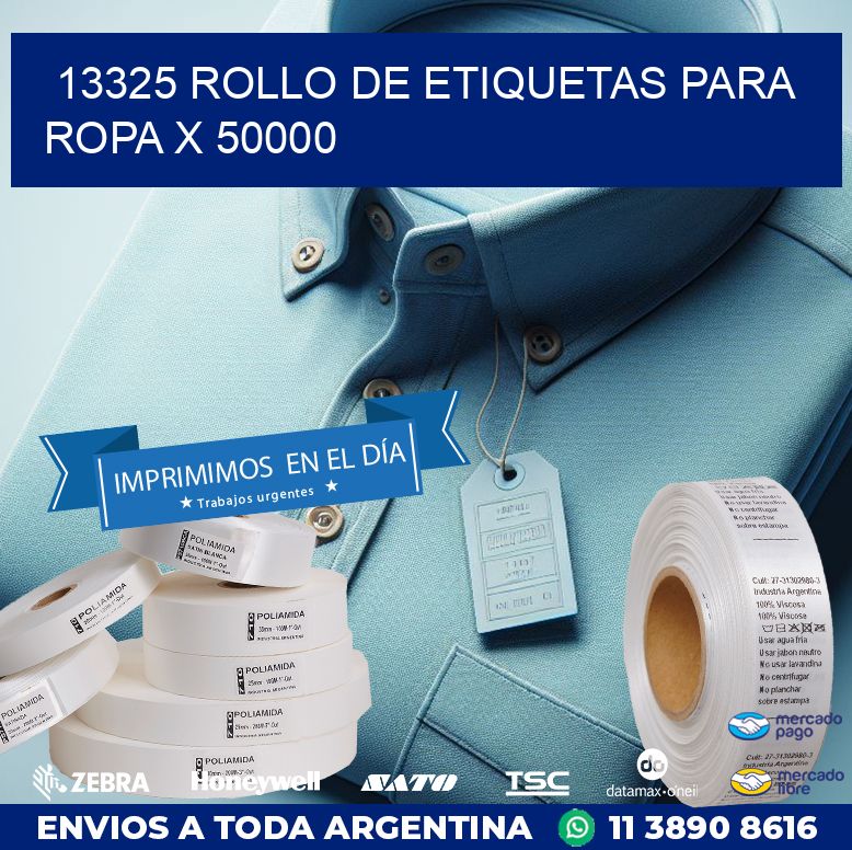 13325 ROLLO DE ETIQUETAS PARA ROPA X 50000