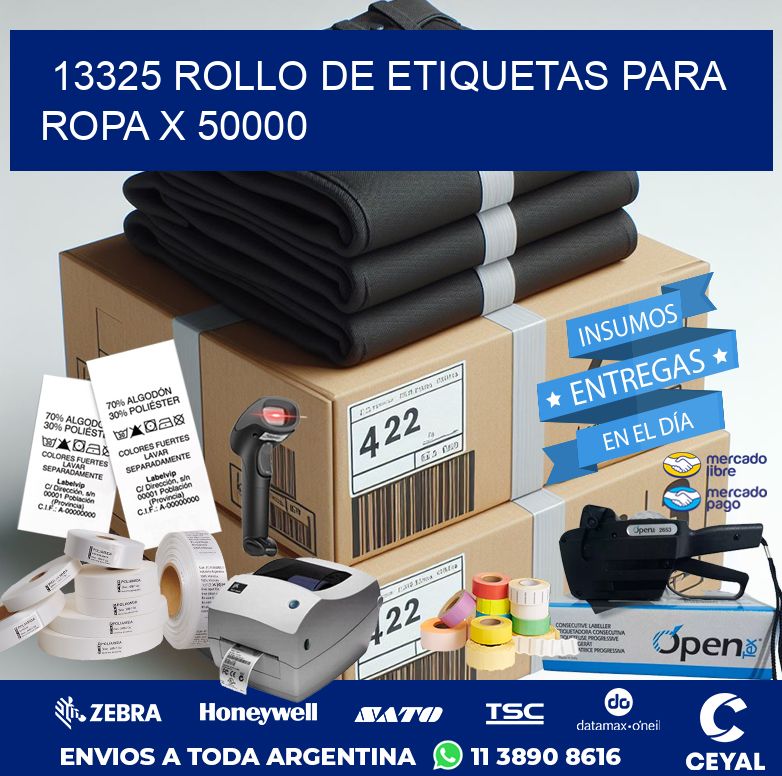13325 ROLLO DE ETIQUETAS PARA ROPA X 50000