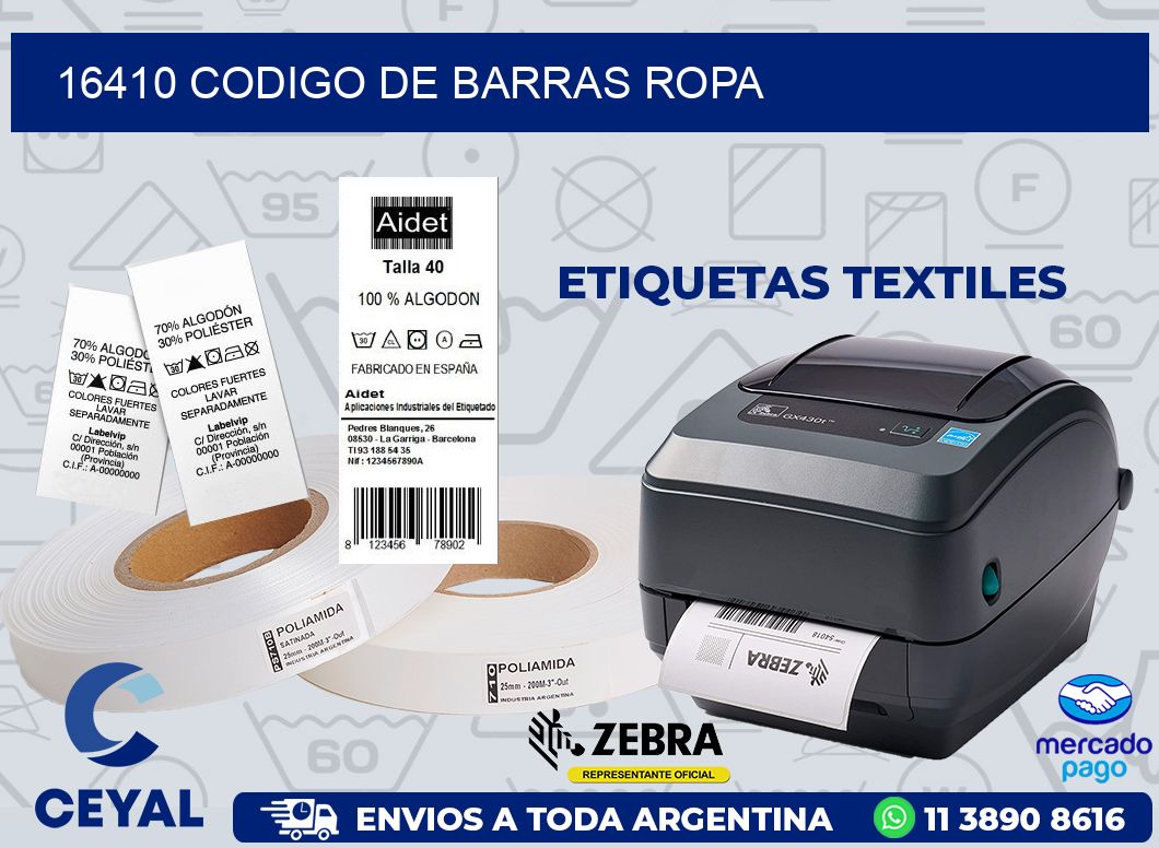 16410 CODIGO DE BARRAS ROPA