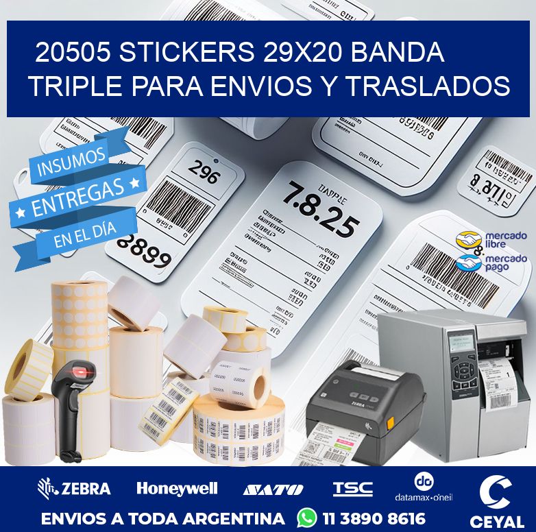 20505 STICKERS 29X20 BANDA TRIPLE PARA ENVIOS Y TRASLADOS