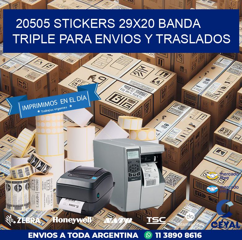 20505 STICKERS 29X20 BANDA TRIPLE PARA ENVIOS Y TRASLADOS
