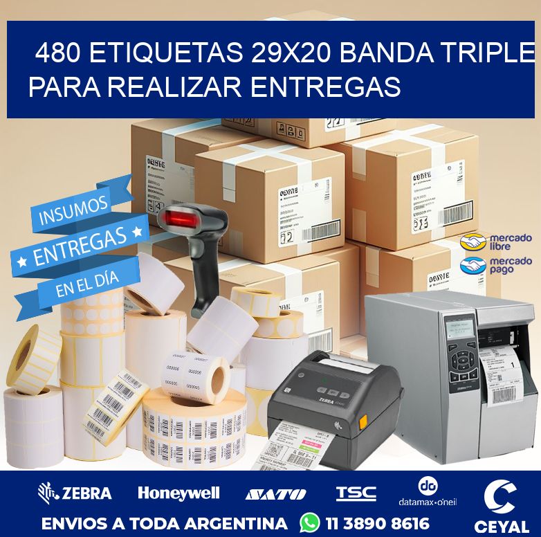480 ETIQUETAS 29X20 BANDA TRIPLE PARA REALIZAR ENTREGAS