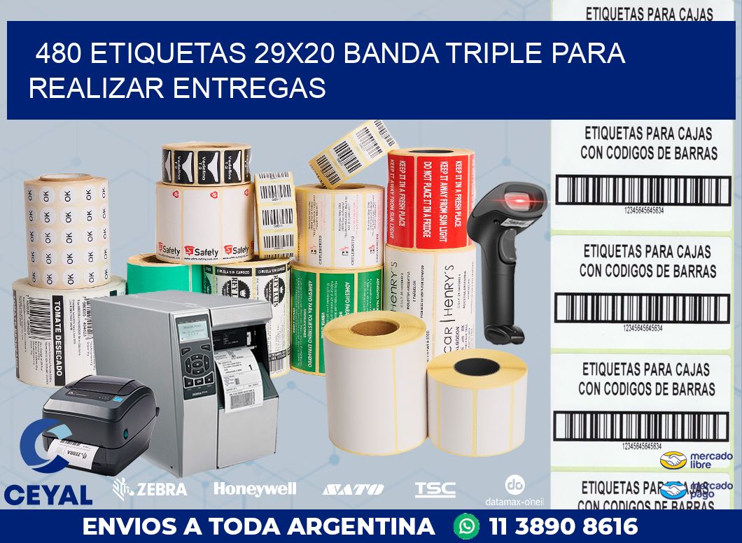 480 ETIQUETAS 29X20 BANDA TRIPLE PARA REALIZAR ENTREGAS
