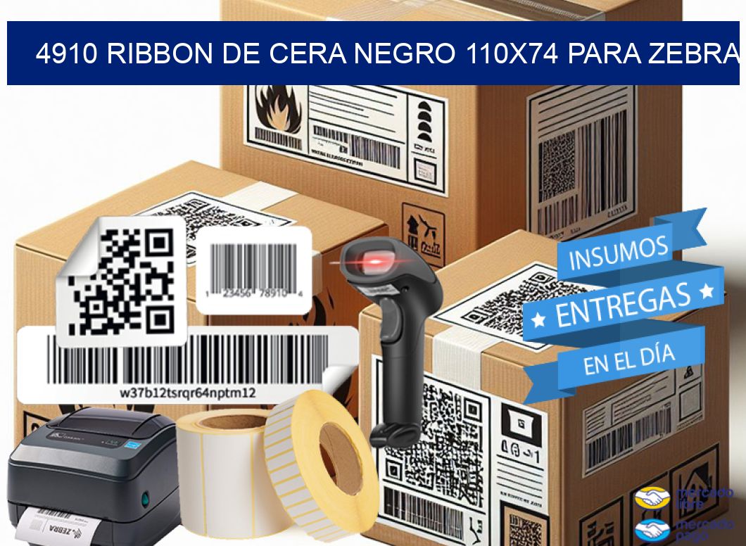 4910 RIBBON DE CERA NEGRO 110X74 PARA ZEBRA