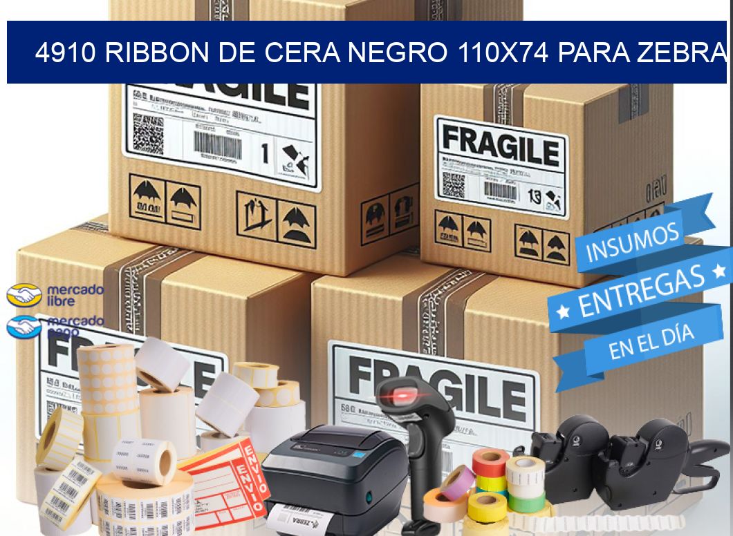 4910 RIBBON DE CERA NEGRO 110X74 PARA ZEBRA