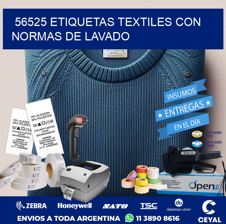 56525 ETIQUETAS TEXTILES CON NORMAS DE LAVADO