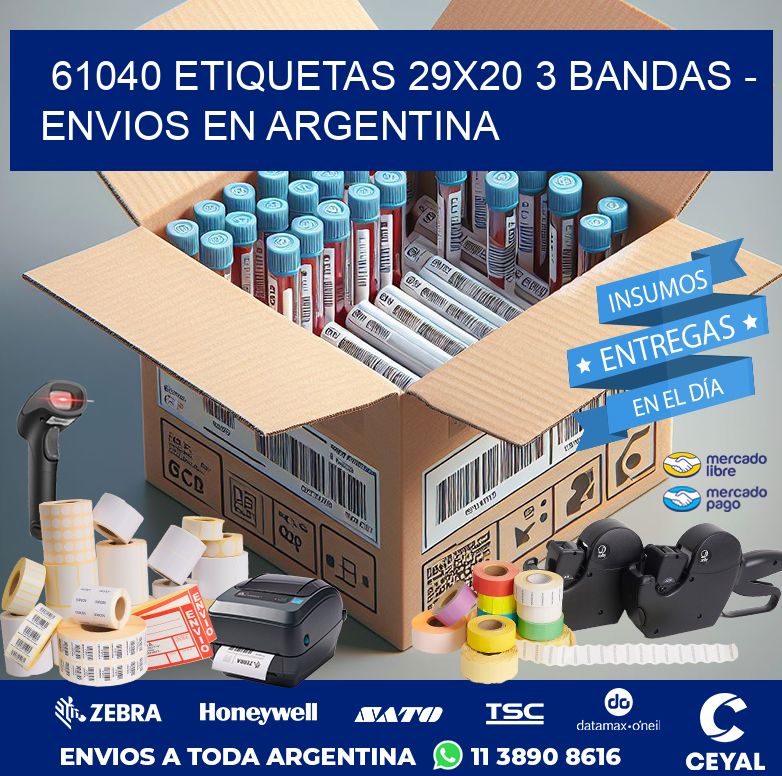 61040 ETIQUETAS 29X20 3 BANDAS - ENVIOS EN ARGENTINA