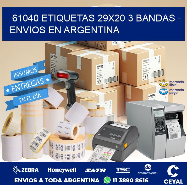 61040 ETIQUETAS 29X20 3 BANDAS - ENVIOS EN ARGENTINA